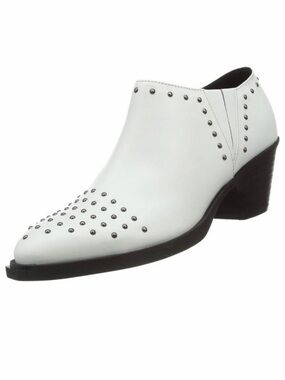 GEOX Lovai Respira White Leather Studded Western Ankle Boots NWOT 36.5/6.5